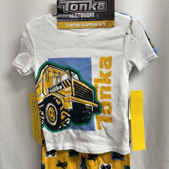 Tonka Construction Truck & Bulldozer 4 piece Pajama Set Toddler Boys Size 3T - Picture 3 of 7